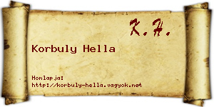 Korbuly Hella névjegykártya